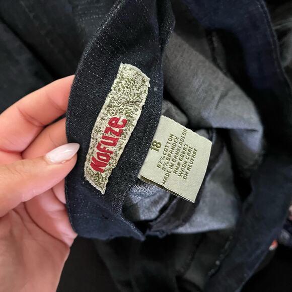 Vtg Y2K 2000s Asymmetric Stitch Denim Maxi Skirt Plus Size 18 - Picture 5 of 6